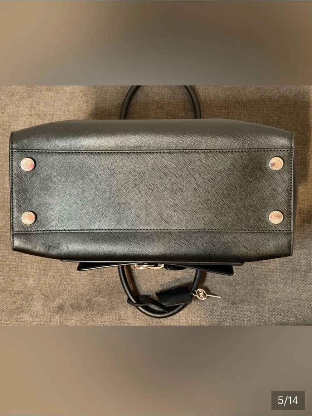 Michael Kors Black Saffiano Satchel with MK Charm